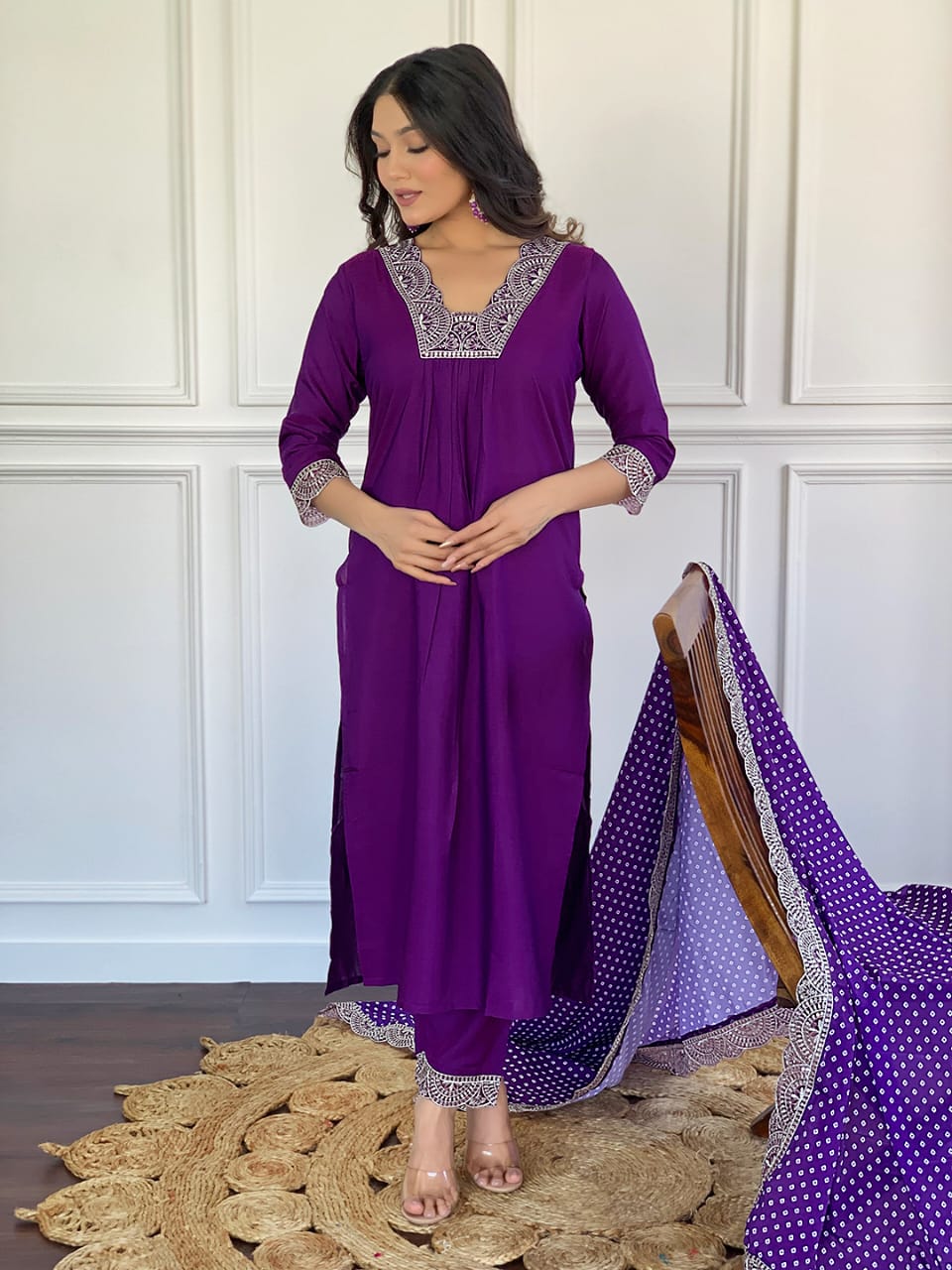 KF 457 Kalaai Viscose Chanderi Embroidery Kurti With Bottom Dupatta Wholesalers In India